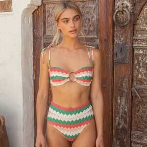 Montce Gelato Tori Ties Bandeau Bikini Top & High Rise Bikini Bottoms Small $220
